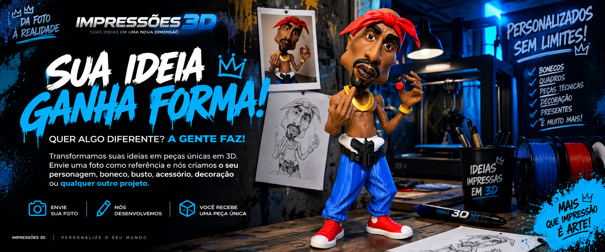 Criação de peças 3D personalizadas usando fotos como referência